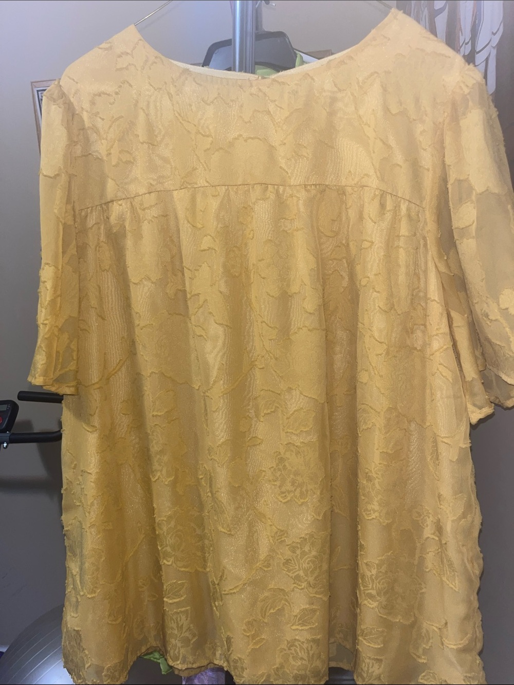 Yellow Lace Overlay Women's Top
